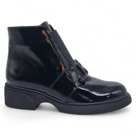 Femei - Ghete Damă Casual Din Piele Naturală Negru Lac 30419