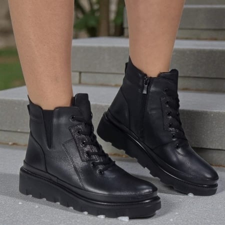 Femei - Ghete Damă Casual Din Piele Naturală Neagră 30423
