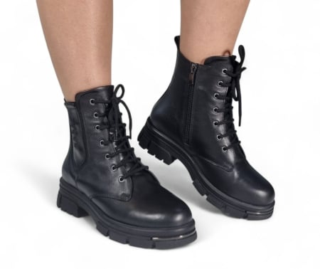 Femei - Ghete Damă Casual Din Piele Naturală Neagră 30424