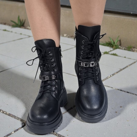 Ghete Damă Casual Din Piele Naturală Neagră 30425 [1]