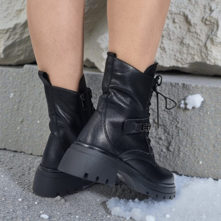 Ghete Damă Casual Din Piele Naturală Neagră 30425 [3]