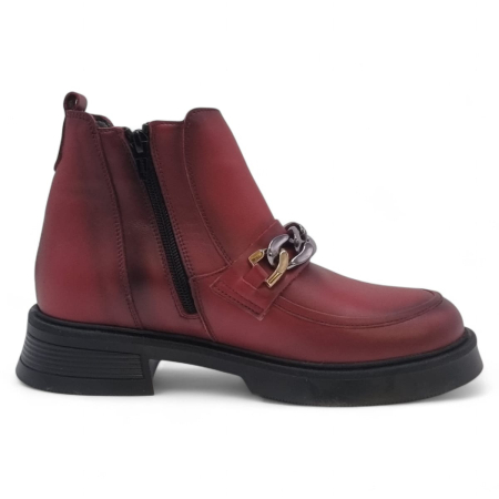 Ghete Damă Casual Din Piele Naturală Bordo Lac 30429 [1]