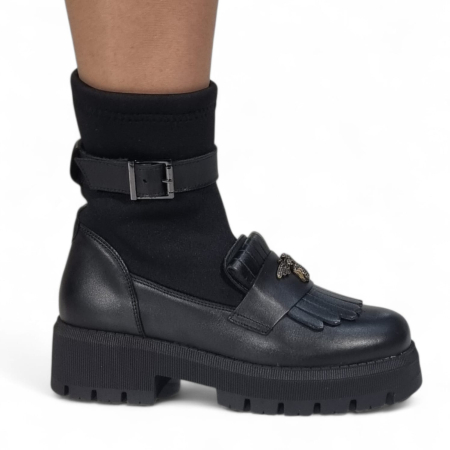 Ghete Casual Pentru Femei - Ghete Damă Casual Din Piele Naturală Neagră 30430