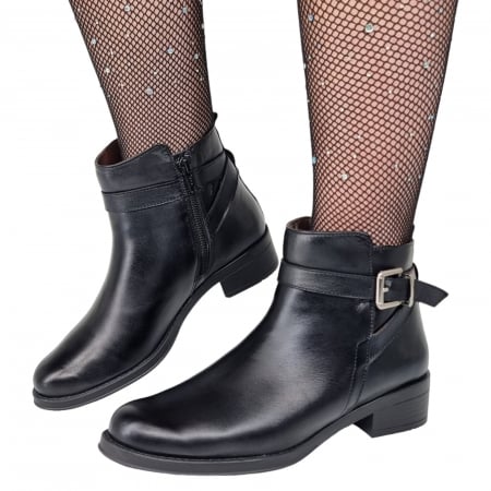 Ghete Damă Casual Din Piele Naturală Neagră 8509 [3]
