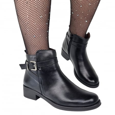 Ghete Casual Pentru Femei - Ghete Damă Casual Din Piele Naturală Neagră 8509