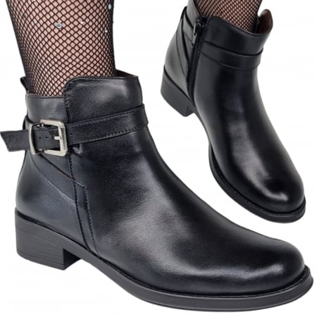 Ghete Damă Casual Din Piele Naturală Neagră 8509 [4]
