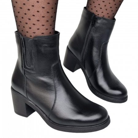 Ghete ,Botine ,Cizme - Ghete Damă Casual Din Piele Naturală Neagră 8522