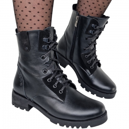 Ghete ,Botine ,Cizme - Ghete Damă Casual Din Piele Naturală Neagră 30167