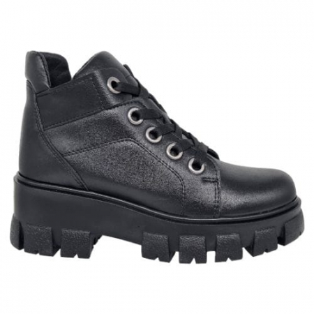 Ghete Casual Pentru Femei - Ghete Damă Casual Din Piele Naturală Neagră 8601