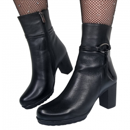 Ghete Damă Casual Din Piele Naturală Neagră 8606 [2]