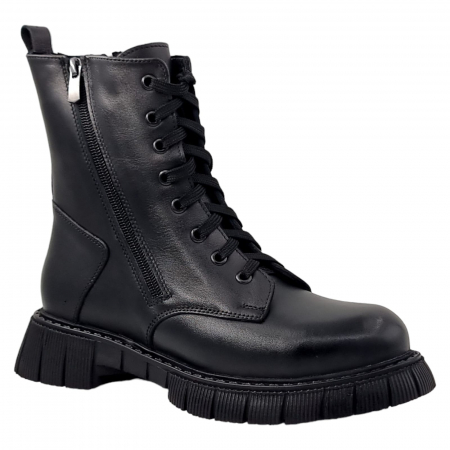 Ghete Casual Pentru Femei - Ghete Damă Casual Din Piele Naturală Neagră 8607