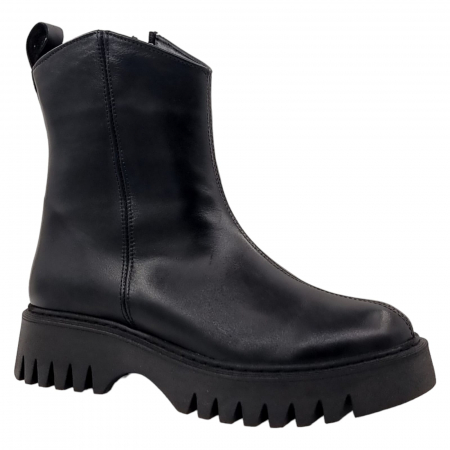 Ghete Casual Pentru Femei - Ghete Damă Casual Din Piele Naturală Neagră 8608