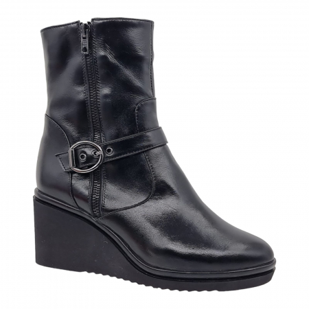 Ghete Casual Pentru Femei - Ghete Damă Casual Din Piele Naturală Neagră 8610