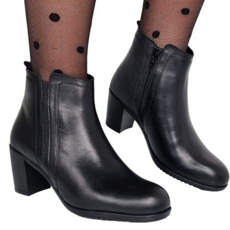 Ghete Casual Pentru Femei - Ghete Damă Casual Din Piele Naturală Neagra Box 8622