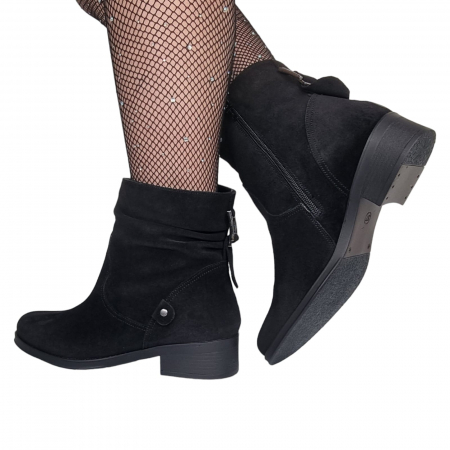 Ghete Damă Casual Din Piele Naturală Neagră 8630 [2]