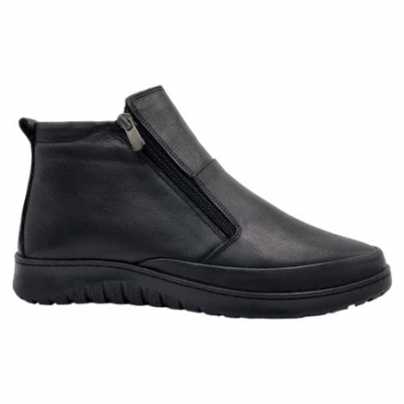 Ghete Casual Pentru Femei - Ghete Damă Casual Din Piele Naturală Neagra 8635