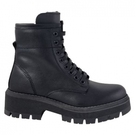 Ghete Casual Pentru Femei - Ghete Damă Casual Din Piele Naturală Neagră 8633