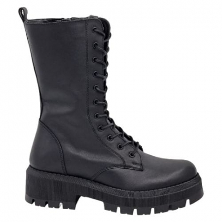 Ghete Casual Pentru Femei - Ghete Damă Casual Din Piele Naturală Neagră 8634