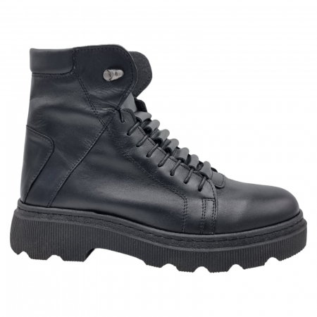Ghete Casual Pentru Femei - Ghete Damă Casual Din Piele Naturală Neagra 8638