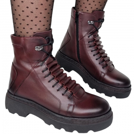 Ghete Casual Pentru Femei - Ghete Damă Casual Din Piele Naturală Neagra 8637