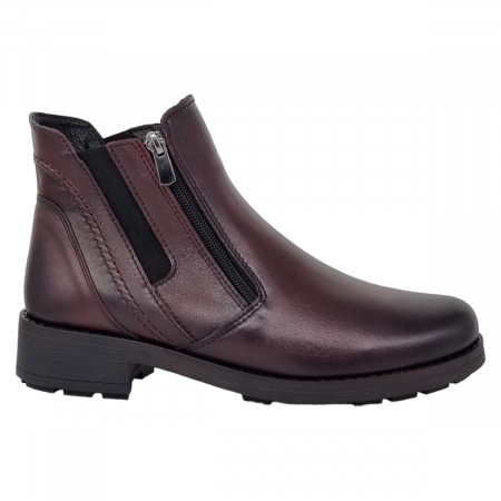 Ghete Casual Pentru Femei - Ghete Damă Casual Din Piele Naturală Bordo 8643