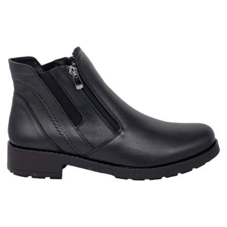 Ghete Casual Pentru Femei - Ghete Damă Casual Din Piele Naturală Neagra 8644