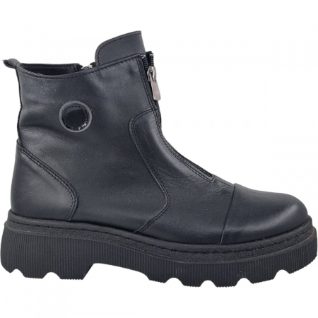 Ghete Casual Pentru Femei - Ghete Damă Casual Din Piele Naturală Neagra 8648