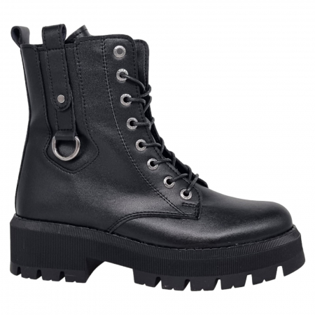 Ghete Casual Pentru Femei - Ghete Damă Casual Din Piele Naturală Neagra 8650