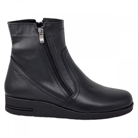 Ghete Casual Pentru Femei - Ghete Damă Casual Din Piele Naturală Neagra 8651