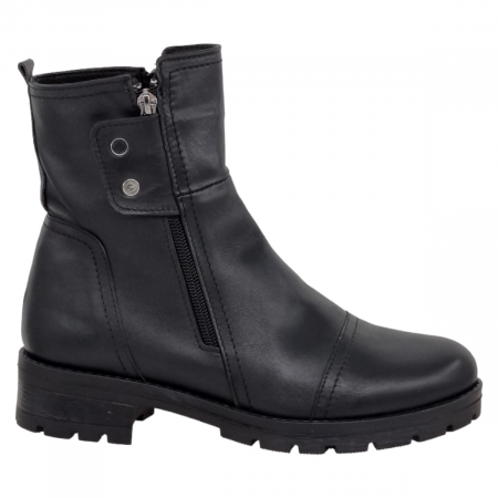 Ghete Casual Pentru Femei - Ghete Damă Casual Din Piele Naturală Neagra 8653