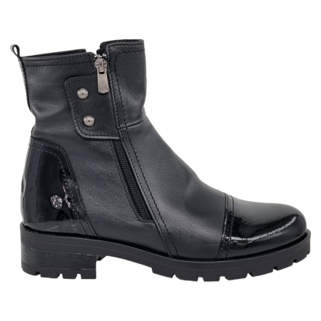 Ghete Casual Pentru Femei - Ghete Damă Casual Din Piele Naturală Neagra 8654