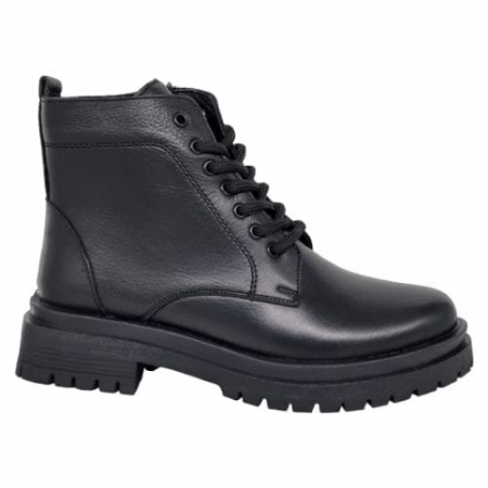 Ghete Casual Pentru Femei - Ghete Damă Casual Din Piele Naturală Neagra 8655