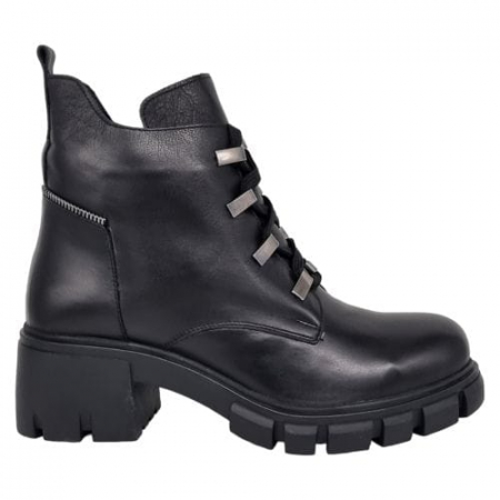 Ghete Casual Pentru Femei - Ghete Damă Casual Din Piele Naturală Neagra 8659