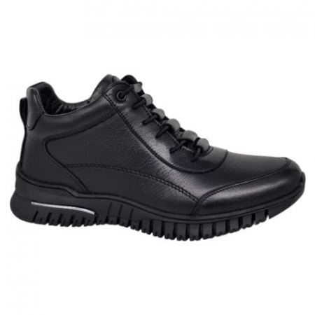Ghete Casual Pentru Femei - Ghete Damă Casual Din Piele Naturală Neagra 8661