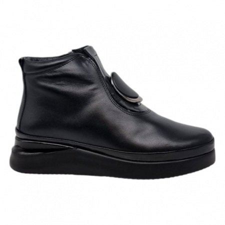Ghete Casual Pentru Femei - Ghete Damă Casual Din Piele Naturală Neagră 8765