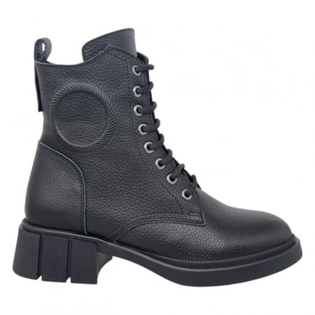 Ghete Casual Pentru Femei - Ghete Damă Casual Din Piele Naturală Neagră 8767