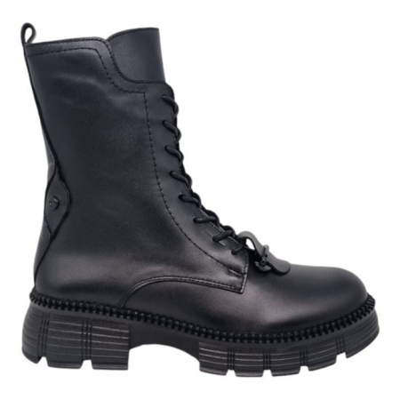 Ghete Casual Pentru Femei - Ghete Damă Casual Din Piele Naturală Neagră 8778