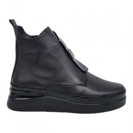 Ghete Casual Pentru Femei - Ghete Damă Casual Din Piele Naturală Neagră 8779