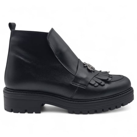 Femei - Ghete Damă Casual Din Piele Naturală Neagră 8797