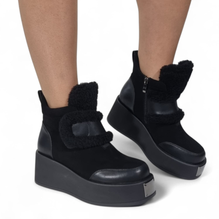 Ghete Damă Casual Din Piele Naturală NEGRU VEL  30409 [8]