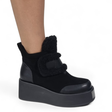 Ghete Damă Casual Din Piele Naturală NEGRU VEL  30409 [5]