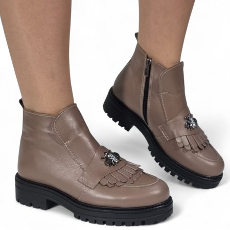 Ghete Damă Casual Din Piele Naturală Taupe 30391 [13]