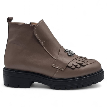 Femei - Ghete Damă Casual Din Piele Naturală Taupe 8795