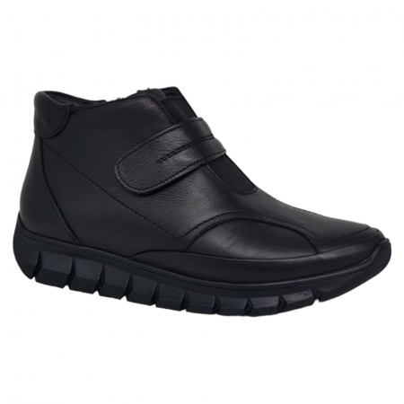 Ghete Casual Pentru Femei - Ghete Damă Casual Din Piele Naturală Neagra 8502