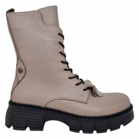 Ghete Casual Pentru Femei - Ghete Damă Casual Din Piele Naturală Vizon 8766