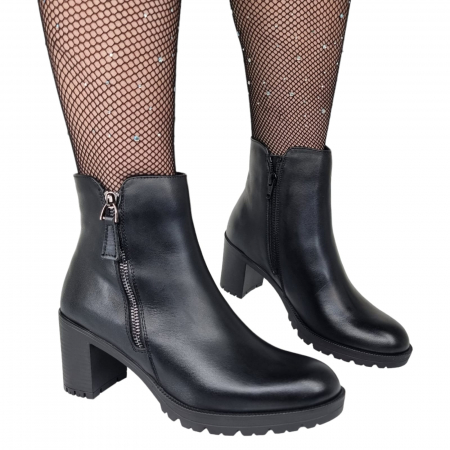Ghete Damă Casual Din Piele Neagră  8616 [9]