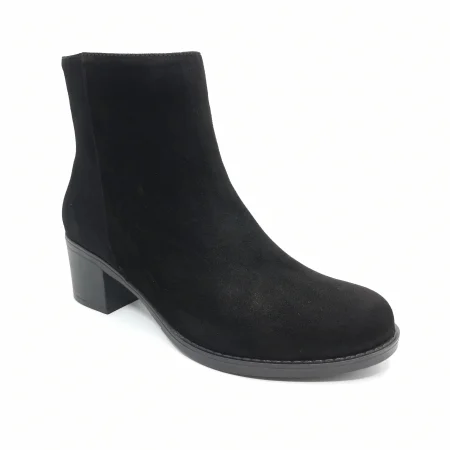 Ghete Casual Pentru Femei - Ghete Damă Casual Din Piele Velur Naturală Neagră 30100