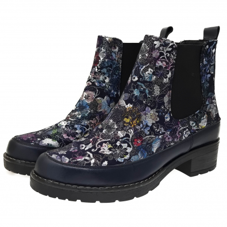 Ghete Damă Casual Din Piele Naturală Blue Imprimeu 8503 [5]