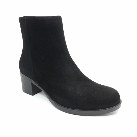Ghete Casual Pentru Femei - Ghete Damă Casual Din Piele Velur Naturală Neagră 8501