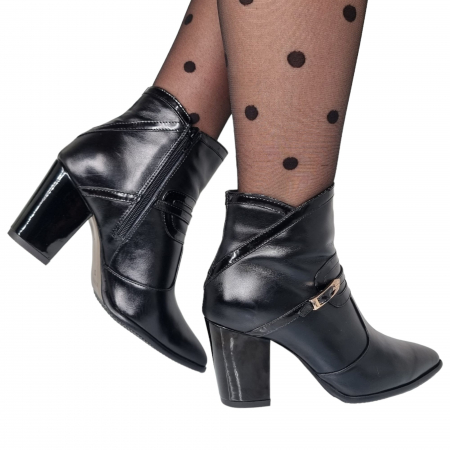 Ghete Damă Elegante Din Piele Naturală Neagră 9548 [3]